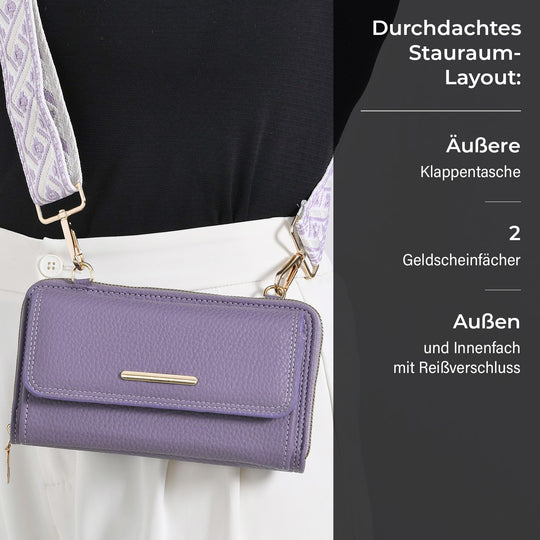 Crossbody-Tasche mit Klappfach und gemustertem Trageriemen, RFID-Schutz, ca. 19x5x11 cm, Grün