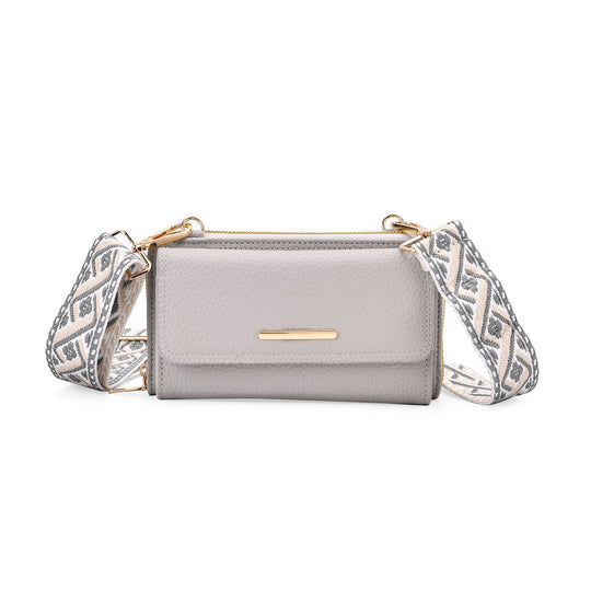 Crossbody-Tasche mit Klappfach und gemustertem Trageriemen, RFID-Schutz, ca. 19x5x11 cm, Grün