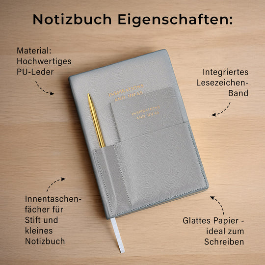 Notizbuch mit Stift und integriertem Mini-Notizbuch, Marineblau