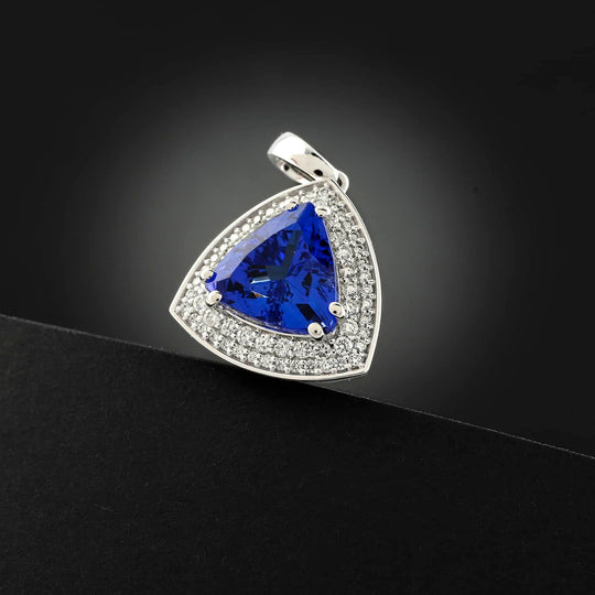 Rhapsody AAAA Tansanit, Weißer Diamant Anhänger 950 Platin ca. 3.16 ct