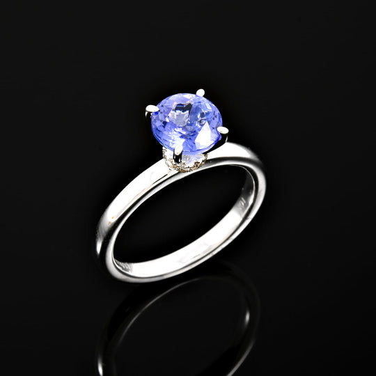 AAA Tansanit, Weißer Diamant Ring 417 Weiß Gold (Größe 17.00) ca. 1.62 ct