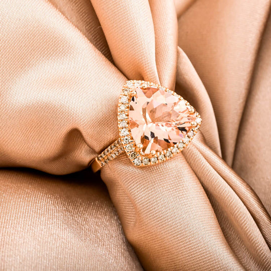 AAA Morganit, Weißer Diamant Ring 417 Gold (Größe 18.00) ca. 5,15 ct