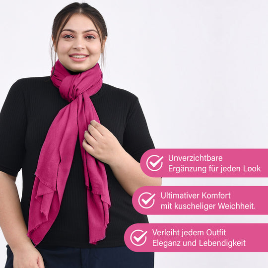 LA MAREY - Luxuriöser und weicher Schal aus 100 % Kaschmirwolle, 70 x 195 cm, Lila