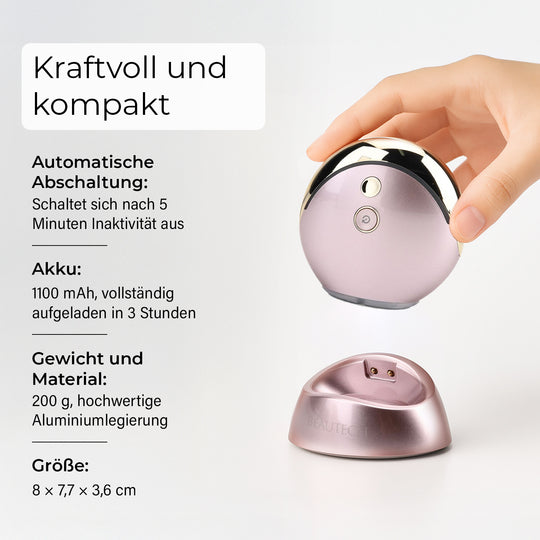 BEAUTECH - RF EMS Beauty-Gerät, 3 Modi, 3 Intensitätsstufen, Vibration, Aluminiumlegierung, mit Ladebasis, 80x77x36?mm, Silber