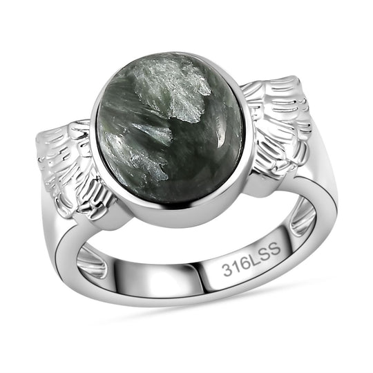 Sibirischer Seraphinite Ring Edelstahl ca. 4,76 ct