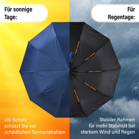 Sturmfester Regenschirm, C-Griff, Automatik, UV-Schutz UPF 30 (blockt 96,7 % UV-Strahlen), antikorrosiv, 10K-Glasfaserrahmen, Utility-Griff, leicht (440 g), mit Aufbewahrungstasche, 23 Zoll, Rot