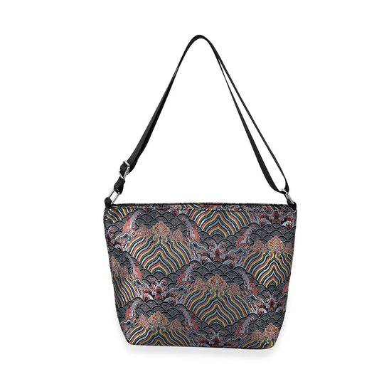 Jacquard-Tasche aus Poly-Satin mit Futter und Reißverschluss, Innentasche, gold