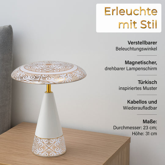 Kabellose Tischlampe mit Touch-Steuerung, Magnetdesign, Melamin, Orientalisches Muster, 23x31?cm, Schwarz