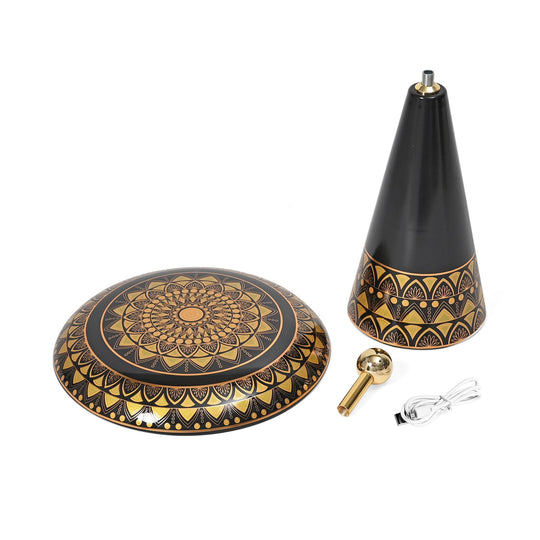 Kabellose Tischlampe mit Touch-Steuerung, Magnetdesign, Melamin, Orientalisches Muster, 23x31?cm, Schwarz