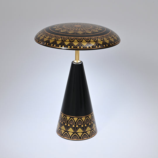 Kabellose Tischlampe mit Touch-Steuerung, Magnetdesign, Melamin, Orientalisches Muster, 23x31?cm, Schwarz