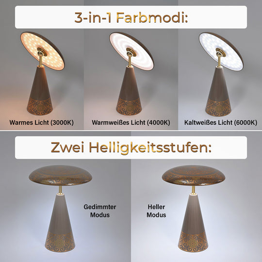 Kabellose Tischlampe mit Touch-Steuerung, Magnetdesign, Melamin, Orientalisches Muster, 23x31?cm, Schwarz