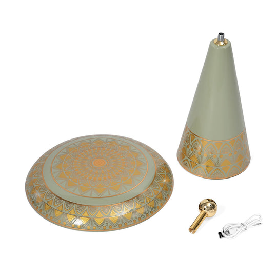 Kabellose Tischlampe mit Touch-Steuerung, Magnetdesign, Melamin, Orientalisches Muster, 23x31?cm, Schwarz