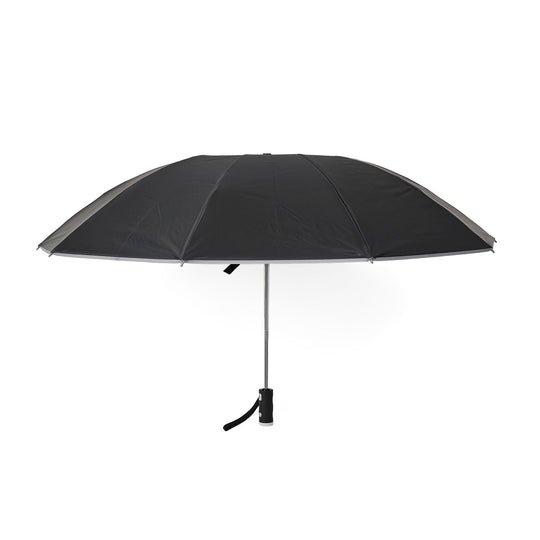 Sturmfester Regenschirm mit Aero-Aluminium-Gestell, vollautomatisch, reflektierend, Rückfaltung, ca. 105?cm, Schwarz