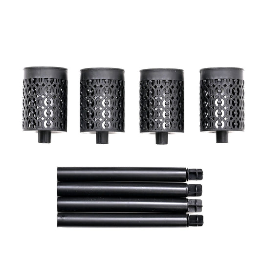 4er Set - Solar LED Gartenlichter, Flackerflamme, Kunststoff, 5.5x36?cm, Schwarz