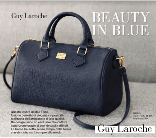 Guy Laroche Ladies Trunk Bag Double Handles Shoulder Strap 10 x 17 x 21cm Blau