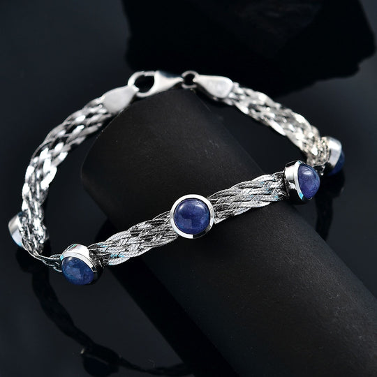 AA Tansanit Armband ca. 19 cm 925 Silber rhodiniert ca. 8.15 ct