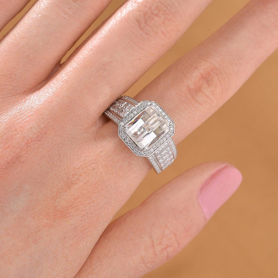 Moissanit Ring 925 Silber rhodiniert (Größe 17.00) ca. 4.85 ct