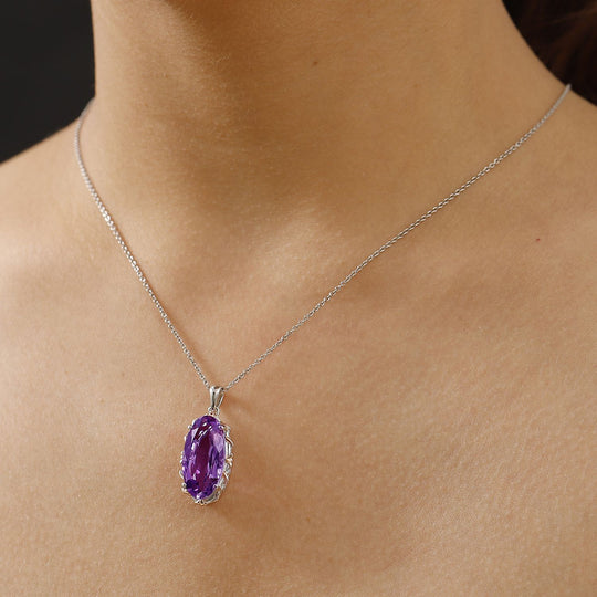 AA Rose De France Amethyst Anhänger, 925 Silber rhodiniert, ca. 7.40 ct