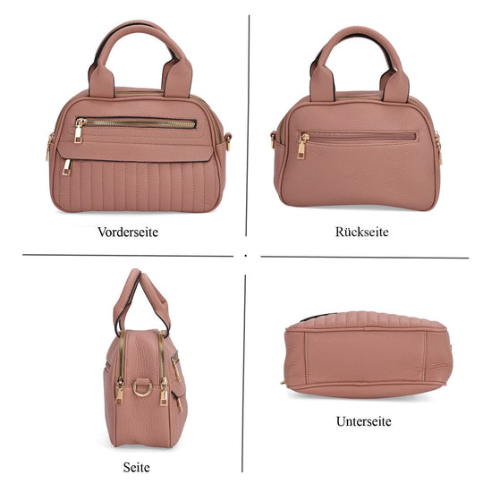 Crossbody-Tasche mit Mehrfachfächern, Kunstleder, 25 x 9 x 18 cm, Rosa