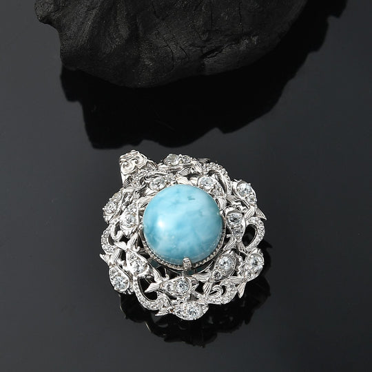 ShopLC EXKLUSIVE INNOVATION - Larimar, Himmelblauer Topas, Weißer Zirkon Anhänger, 925 Silber rhodiniert ca. 8.91 ct