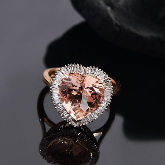 TUCSON FIND AAA Moroppino Morganit, Weißer Diamant Ring 585 Gold (Größe 18.00), ca. 5.04 ct