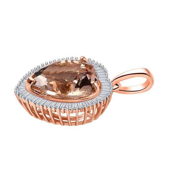 TUCSON FIND AAA Moroppino Morganit, Weißer Diamant Anhänger 585 Gold ca. 5.04 ct