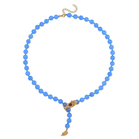Blaue Jade, Roter Granat Halskette ca. Flexibles cm 925 Silber 750 Gelbgold Vermeil ca. 218.53 ct