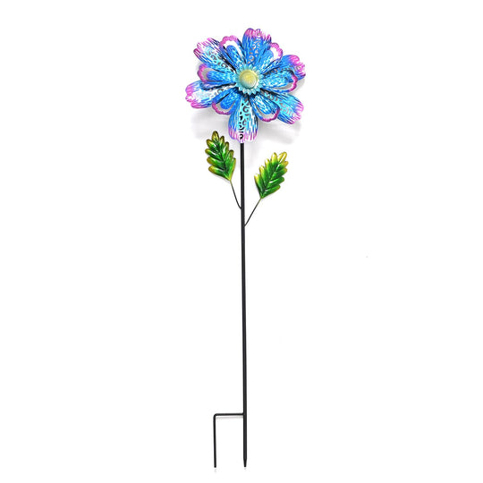 Dekoratives Windspiel in Blumenform, aus Metall, mit Ausschnitt-Design, langlebiges Eisen, zum Einstecken, für Garten oder Terrasse, ca. 25x97?cm
