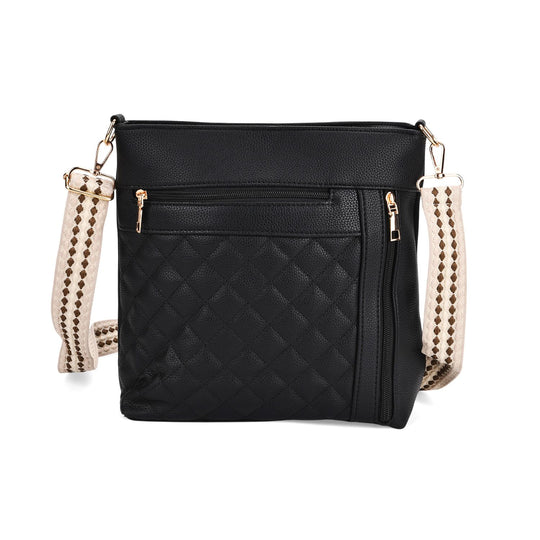 Crossbody-Tasche mit Steppmuster, Kunstleder, 21 x 13 x 7,5 cm, Schwarz