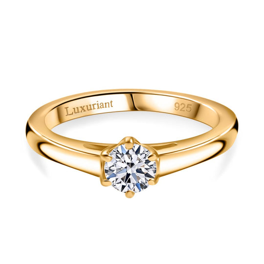 LUXURIANT DIAMOND - Lab Grown Diamant VS-EF SGL zertifiziert Ring 925 Silber 750 Gelbgold Vermeil (Größe 17.00) ca. 0.50 ct