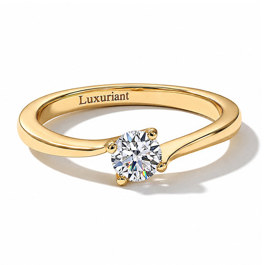 LUXURIANT SI-GH Labor Diamant Solitär Ring, 925 Silber 750 Gelbgold Vermeil - 0,33 ct.
