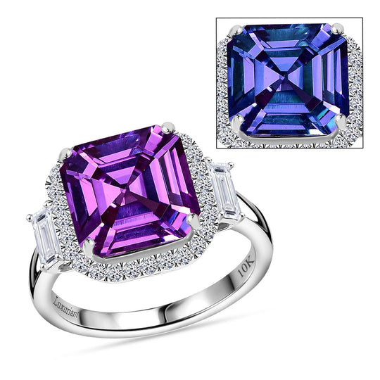 AAA Lab Grown Lila Saphir, Lab Grown Diamant AGI zertifiziert Ring 417 Gold (Größe 19.00) ca. 6.23 ct