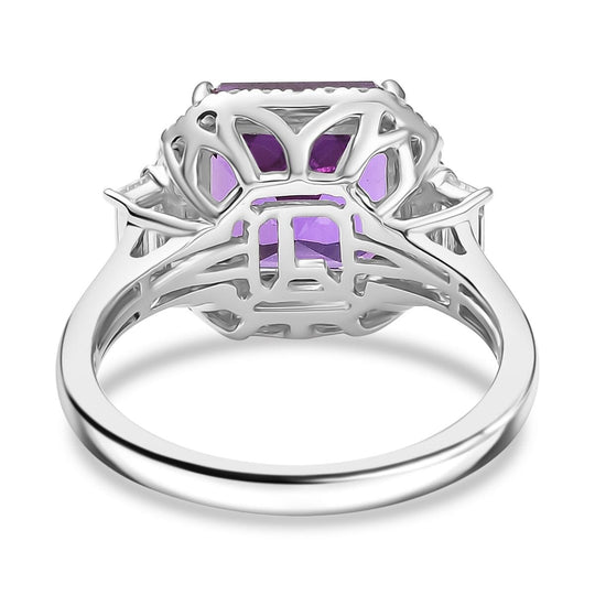 AAA Lab Grown Lila Saphir, Lab Grown Diamant AGI zertifiziert Ring 417 Gold (Größe 19.00) ca. 6.23 ct