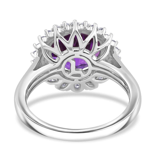 AAA Lab Grown Lila Saphir, Lab Grown Diamant AGI zertifiziert Ring 417 Gold (Größe 18.00) ca. 4.48 ct