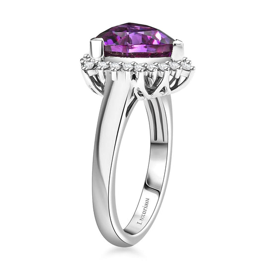 AAA Lab Grown Lila Saphir, Lab Grown Diamant AGI zertifiziert Ring 417 Gold (Größe 18.00) ca. 3.87 ct