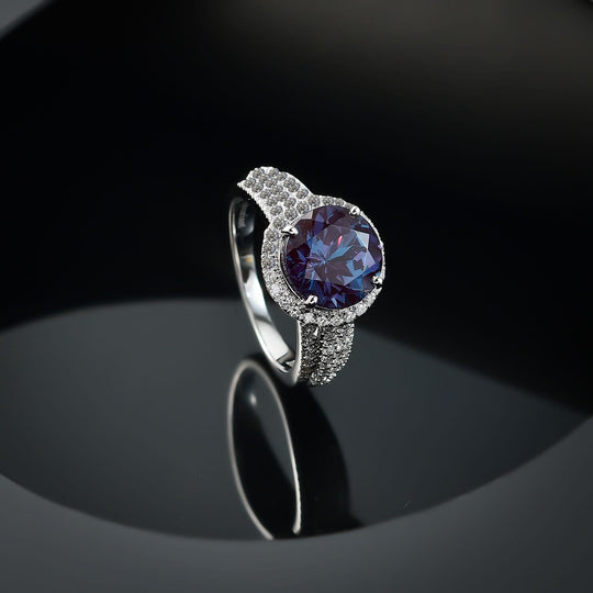 LUXURIANT zertifizierter und geprüfter AAA Labor Alexandrit und VS-EF Labor Diamant Ring in 417 Weißgold - 5,63 ct.