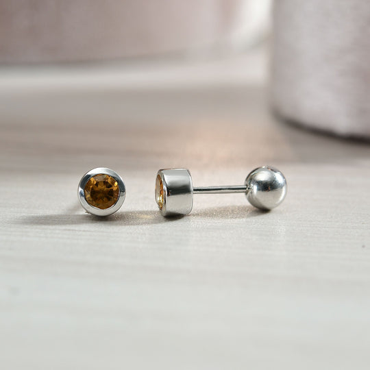 Citrin Ohrringe 925 Silber rhodiniert ca. 0.57 ct