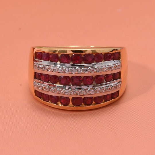 Natürlicher Mosambik-Rubin Ring 925 Silber Gelbgold Vermeil (Größe 17.00) ca. 1,83 ct