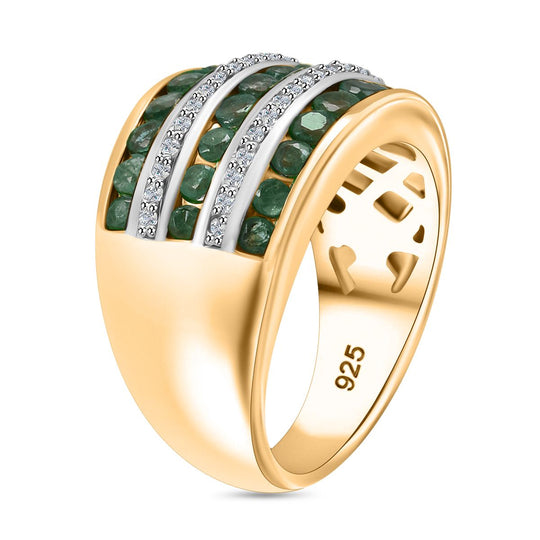 Smaragd Ring 925 Silber Gelbgold Vermeil (Größe 17.00) ca. 1,72 ct