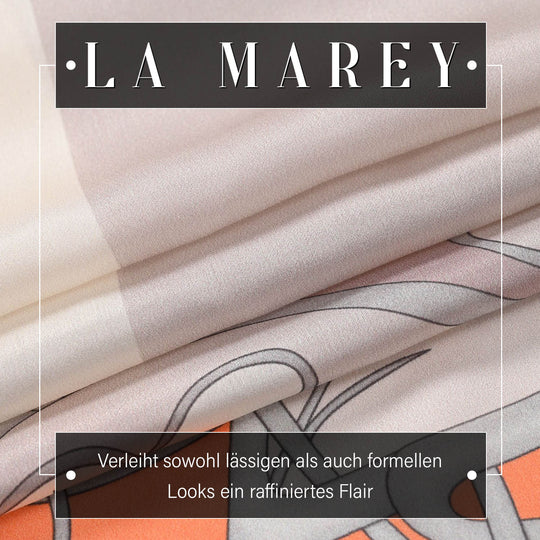 LA MAREY - 100% Maulbeeren-Seidenschal, Satin, 55x170 cm, Grau-Rot