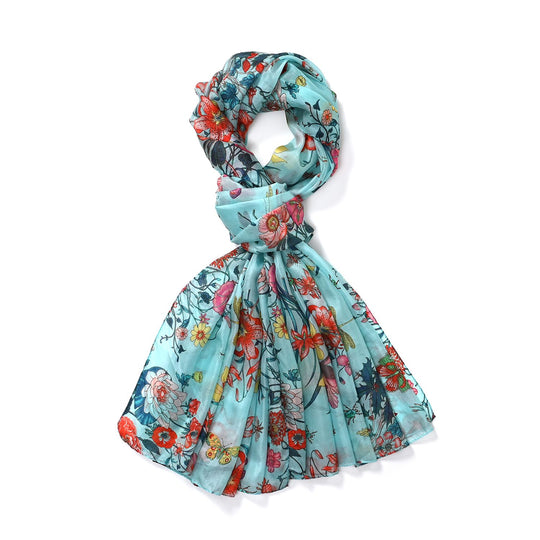LA MAREY - 100% Maulbeeren-Seidenschal, Chiffon, 110x180 cm, Gelb und Orange