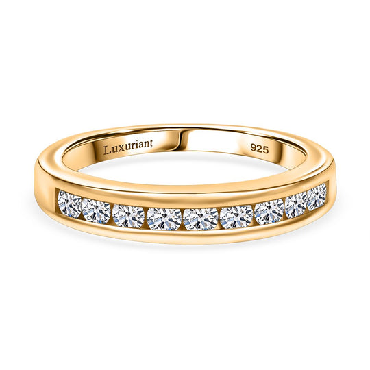 LUXURIANT DIAMOND - Lab Grown Diamant SI-GH Ring 925 Silber 750 Gelbgold Vermeil (Größe 16.00) ca. 0.50 ct