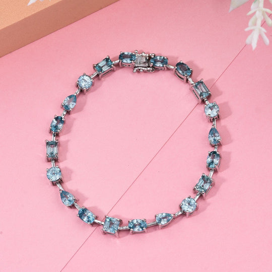 AA Blauer Zirkon Armband ca. 18.5 cm 925 Silber rhodiniert ca. 15,49 ct.