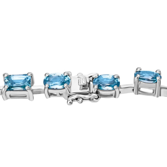 AA Blauer Zirkon Armband ca. 18.5 cm 925 Silber rhodiniert ca. 15,49 ct.