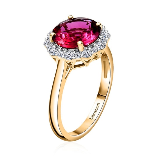 LUXURIANT DIAMOND - AAA Lab Grown Bixbit, Lab Grown Diamant Ring, AGI zertifiziert und geprüft, 417 Gold (Größe 19.00) (10-15 Werktage Lieferzeit) ca. 3.66 ct