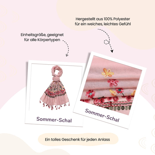 Schal mit Diamantstickerei auf beiden Seiten und Fransen, 68x180 cm, Pink