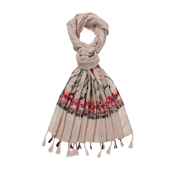 Schal mit Diamantstickerei auf beiden Seiten und Fransen, 68x180 cm, Pink