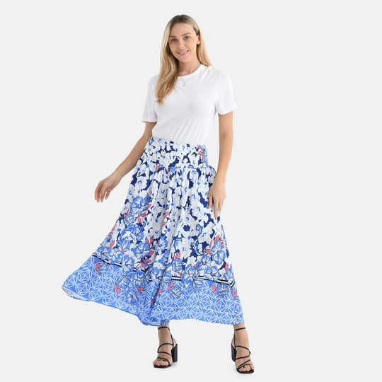 Gesmokte Taillen-Culottes mit Paisleymuster, locker, bequem, elastischer Bund, 100 % Viskose, Einheitsgröße, Beige