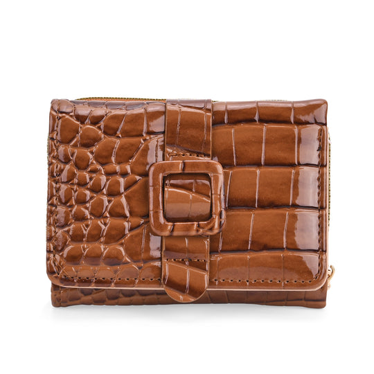 Stilvolle Geldbörse mit Krokodilprägung und RFID-Schutz, 11x8 cm, Schwarz