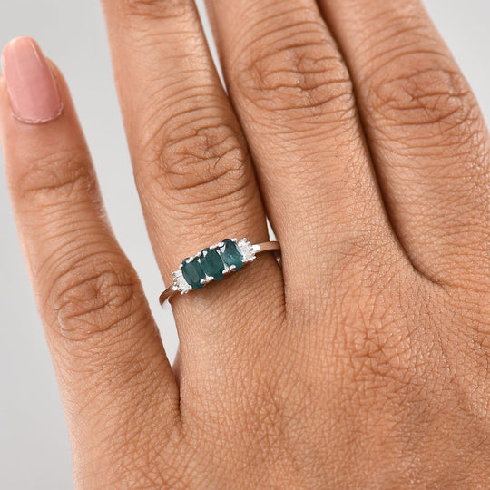 AAA Grandidierit, Weißer Diamant Ring 925 Silber rhodiniert (Größe 21.00) ca. 0,73 ct